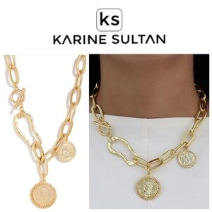 KARINE SULTAN Coin Dangle Collar Necklace